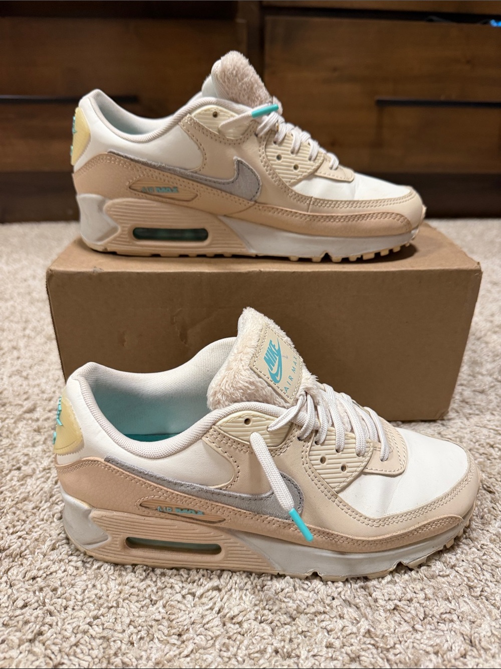 Nike Women’s Air Max Sneakers in Beige, Cream & Light Teal